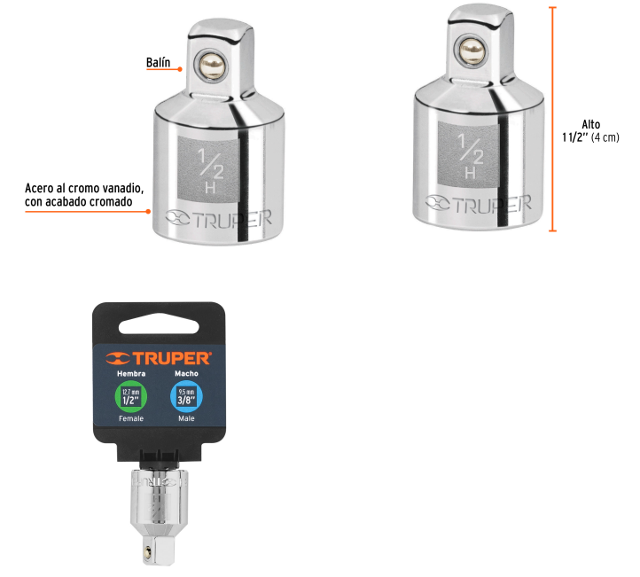 ADAPTADOR P/CUADRO MANDO 1/2 A 3/8 13422 TRUPER