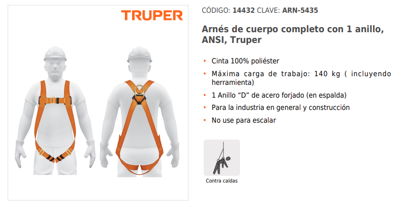 ARNES DE CUERPO COMPLETO 1 ANILLO 14432 TRUPER