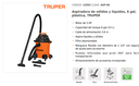 ASPIRADORA DE SOLIDOS Y LIQUIDOS 6 GALONES PLASTICA 12092 TRUPER