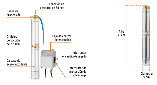 BOMBA SUMERGIBLE 1HP 12625 TRUPER