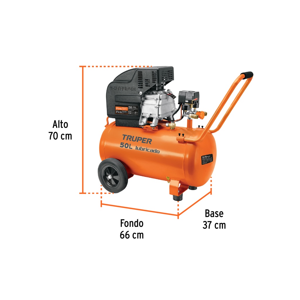 KIT DE COMPRESOR DE AIRE LUBRICADO DE 50 LITROS 3-1/2 HP 16095 TRUPER