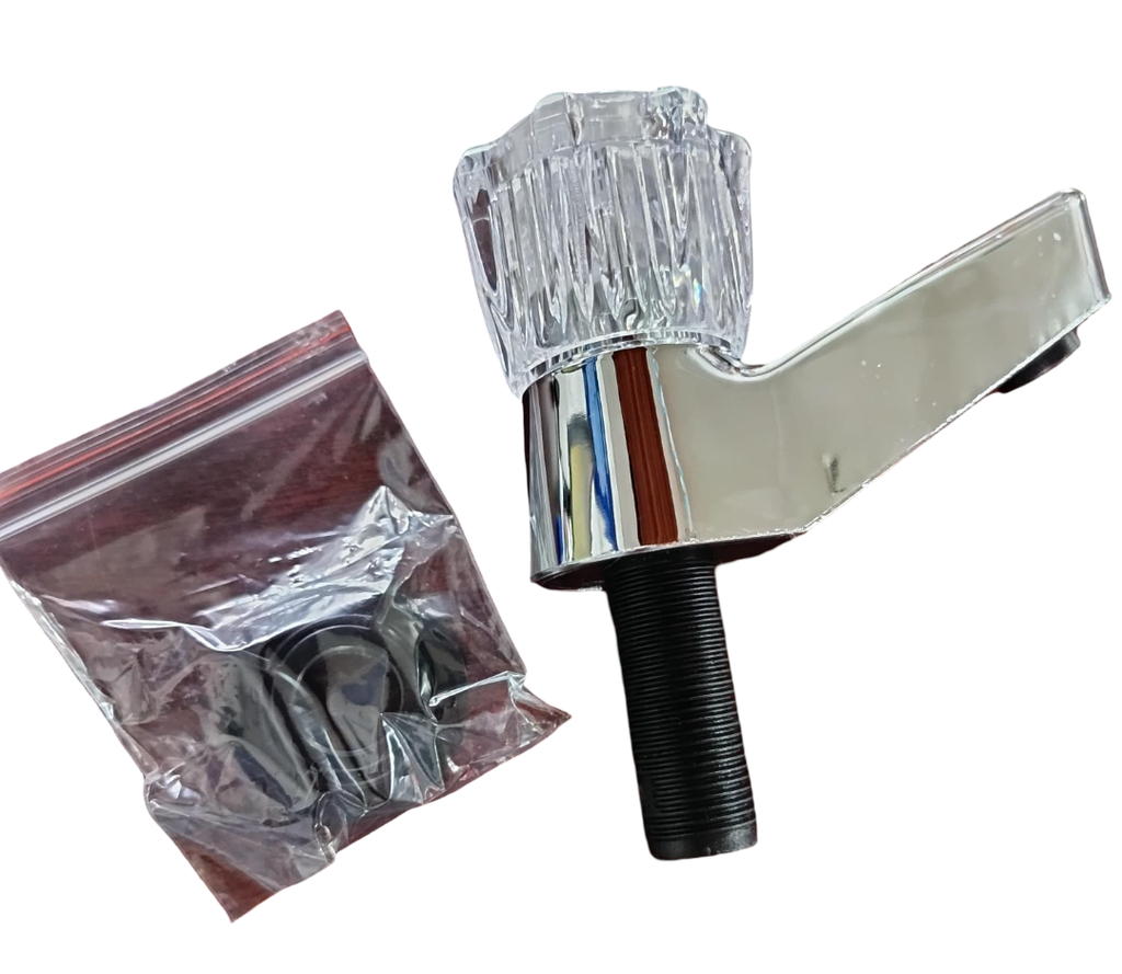 LLAVE SENCILLA P/LAVAM PLAST. CROMADA  POMO ACRILICO