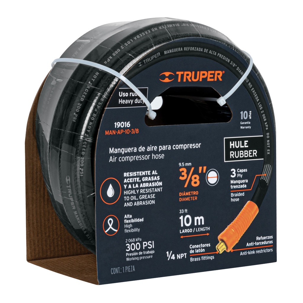 MANGUERA ARMADA 3/8" PARA AIRE 300PSI 10 MTS