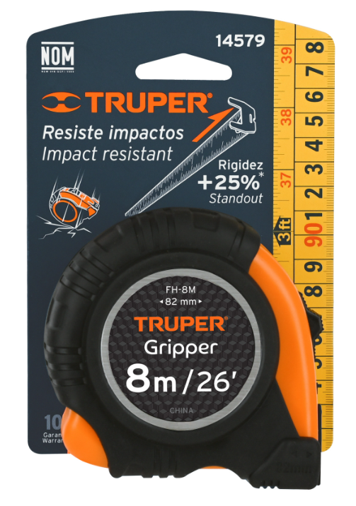 METRO DE 8MTS CONTRA IMPACTO CINTA 25MM 14579 TRUPER