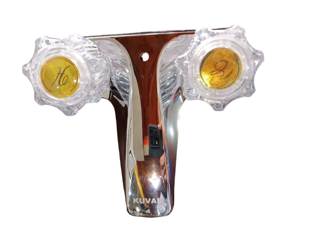 MEZCLADORA PARA LAVAMANOS PLASTICA CROMADA MANECILLA ACRILICA 100PSI 4" W-85140 KUVAL