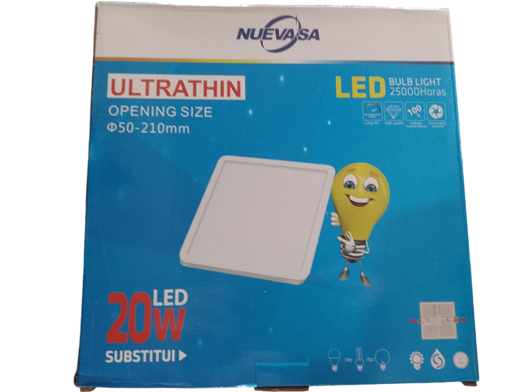 PANEL LED CUADRADO DE 20W 6500K PAC20 NUEVASA