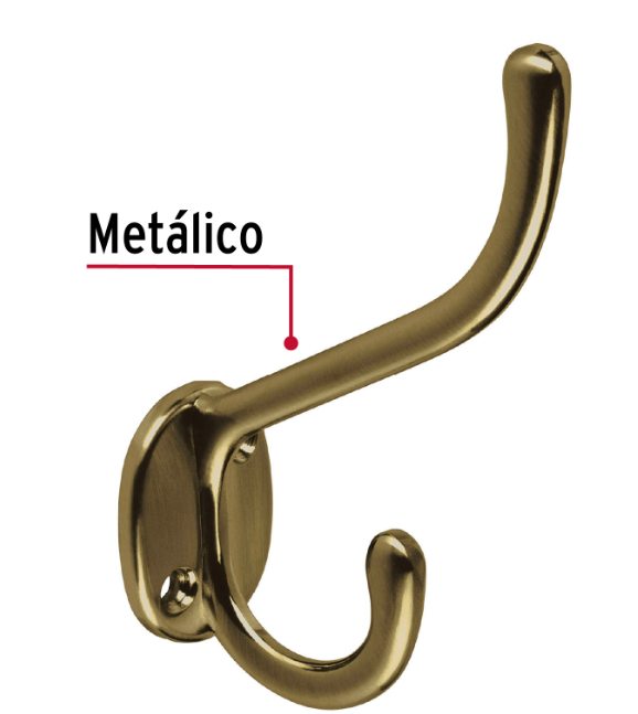 PERCHERO PARA PUERTA DOBLE LARGO Y CORTO, LATÓN ANTIGUO