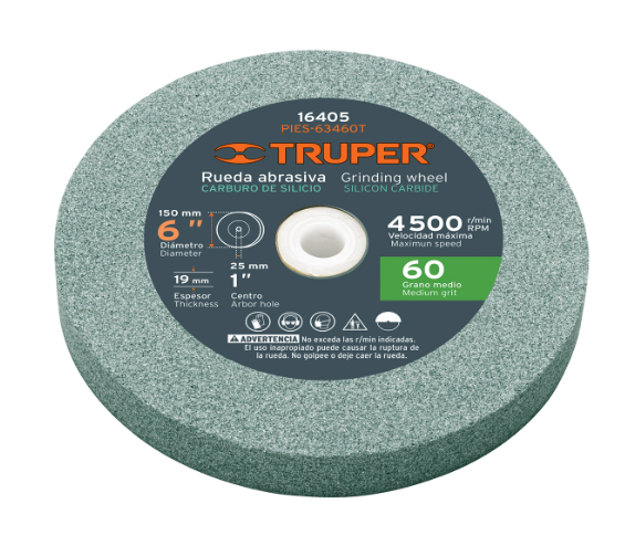 PIEDRA PARA ESMERIL 6 X 3/4" CARBURO DE SILICIO GRANO 60 16405 TRUPER