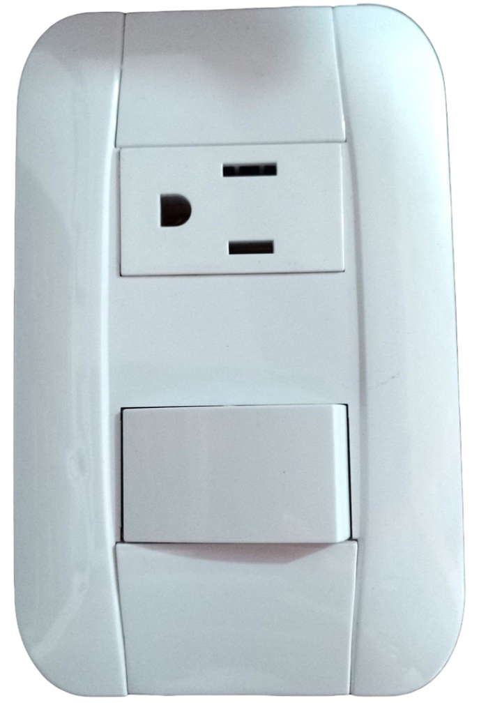 PLACA CON APAGADOR Y CONTACTO (2 POLOS + TIERRA) BLANCO