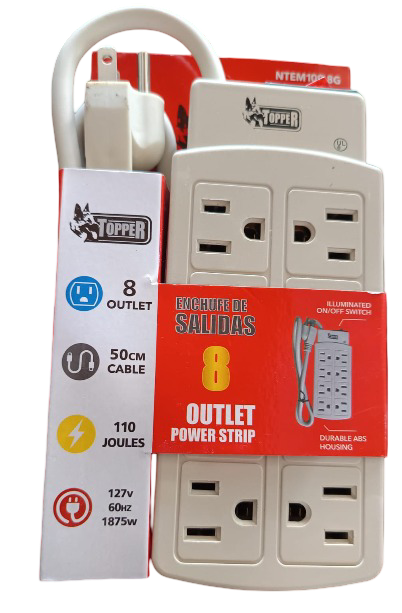 REGLETA CREMA 8 SALIDAS NTEM109-8G TOPPER