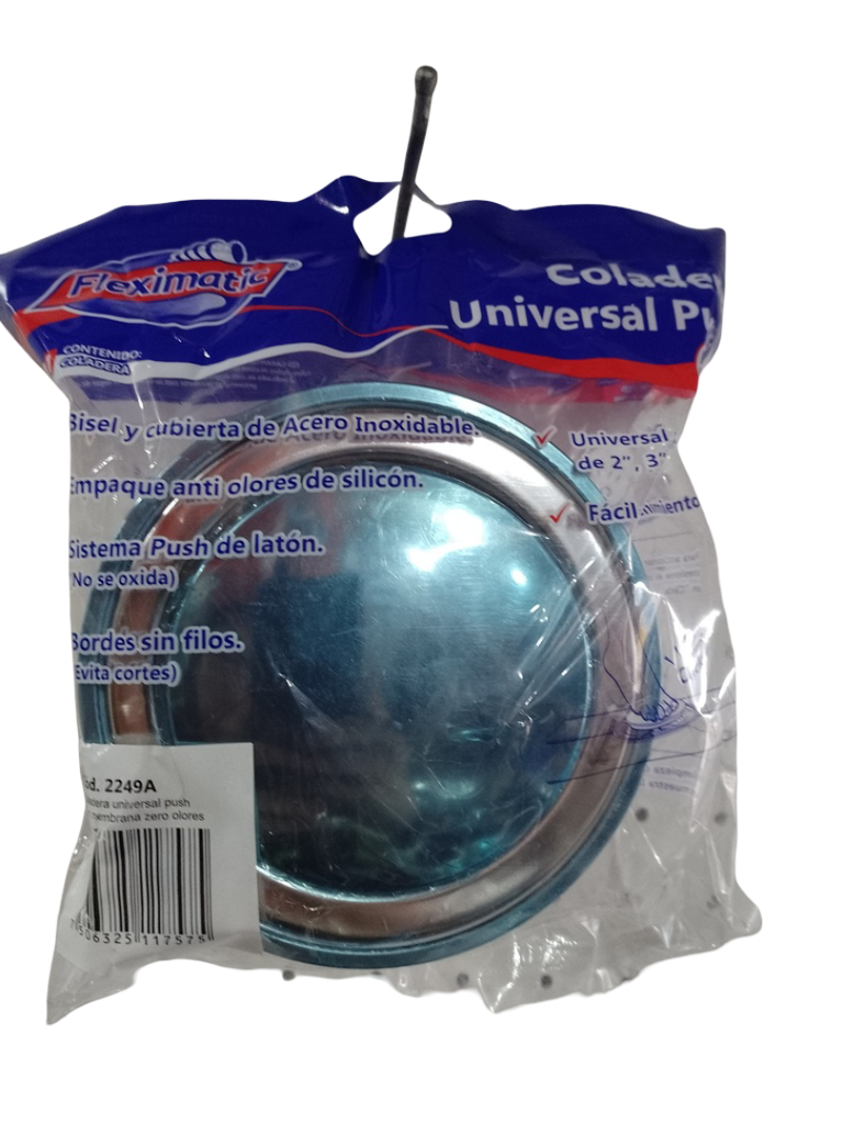 REPOSADERA ABS REDONDA CON CUBIERTA INOX PUSH MEMBRANA ANTI-OLORES PARA 2,3 Y 4 PLGS 2249A