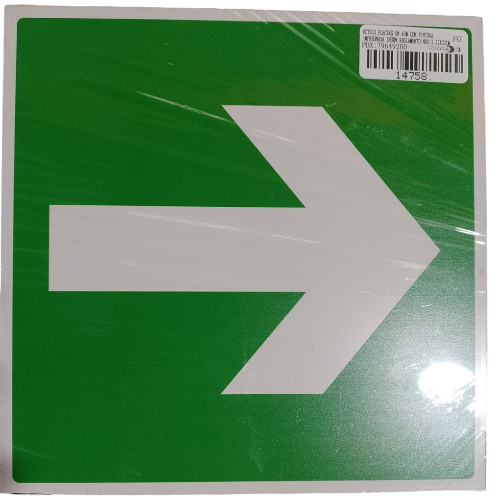 ROTULO FLECHAS EN ACM CON PINTURA IMPREGNADA SEGUN REGLAMENTO NRD-2 22X22CM