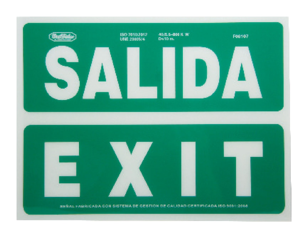 SEÑAL DE SEGURIDAD "SALIDA/EXIT" F08107