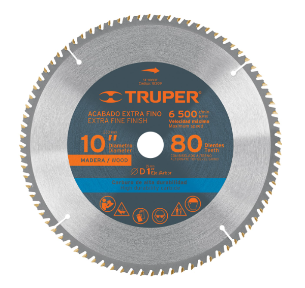 SIERRA P/MADERA 80 DIENTES/CARBURO-10" 18309 TRUPER
