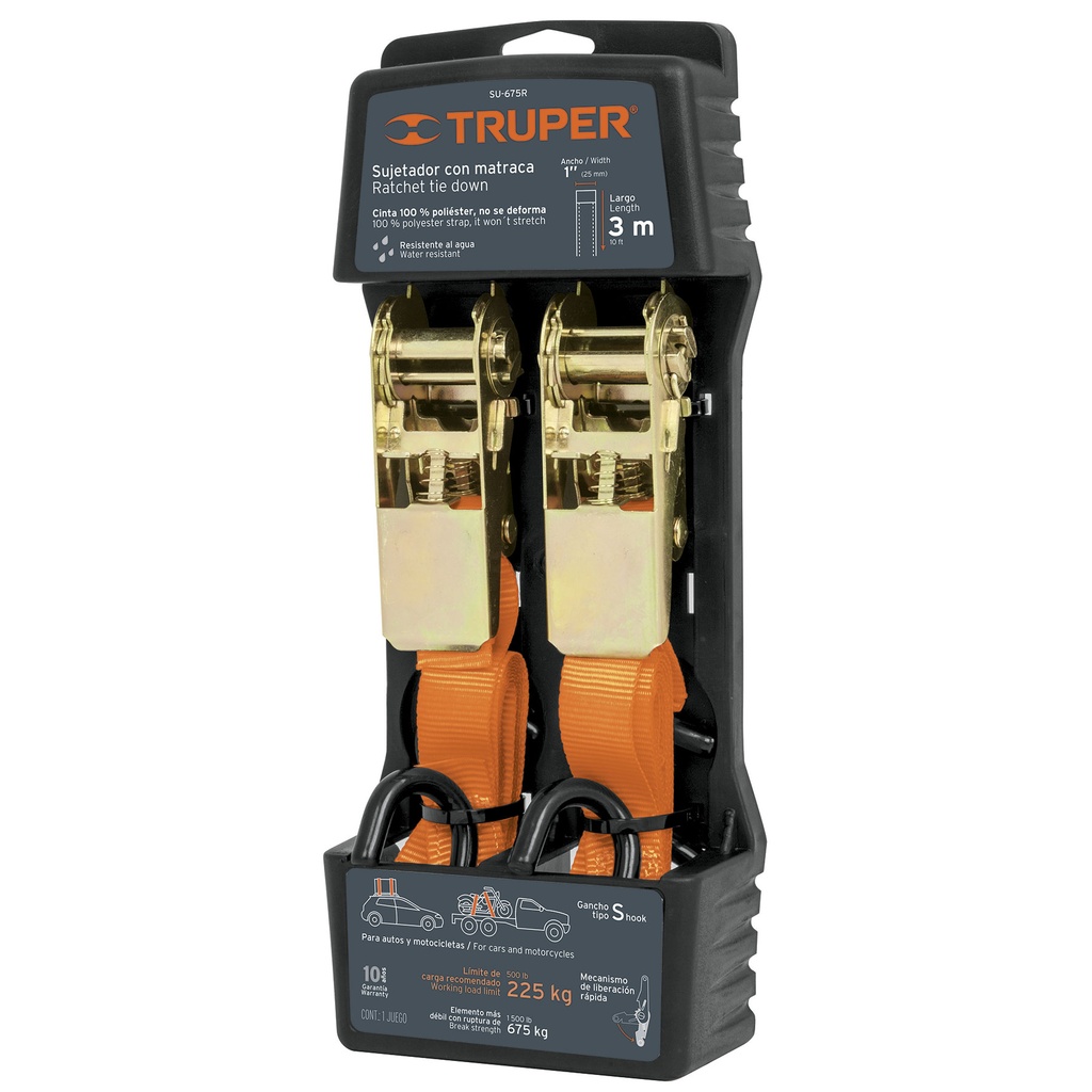 SUJETADOR 675 KGS CON MATRACA SET 2 PZAS 19281 TRUPER