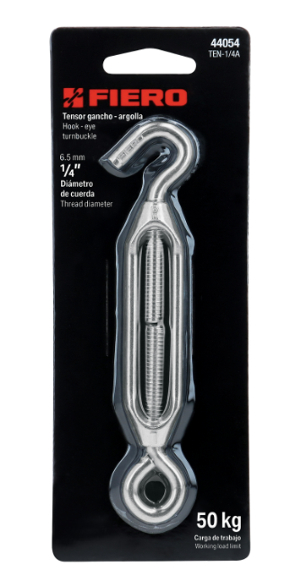 TENSOR ZINC 1/4" GANCHO-ARGOLLA 44054 FIERO