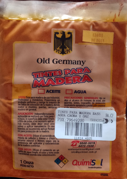 TINTE PARA MADERA BASE AGUA CAOBA 1 ONZ