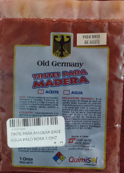 TINTE PARA MADERA BASE AGUA PALO ROSA 1 ONZ