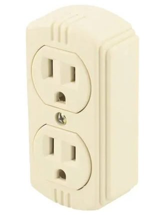 TOMA CORRIENTE DOBLE POLARIZADA SOBRE PONER ESTILO CLASICO C/TAPADERA METALICA CM01024