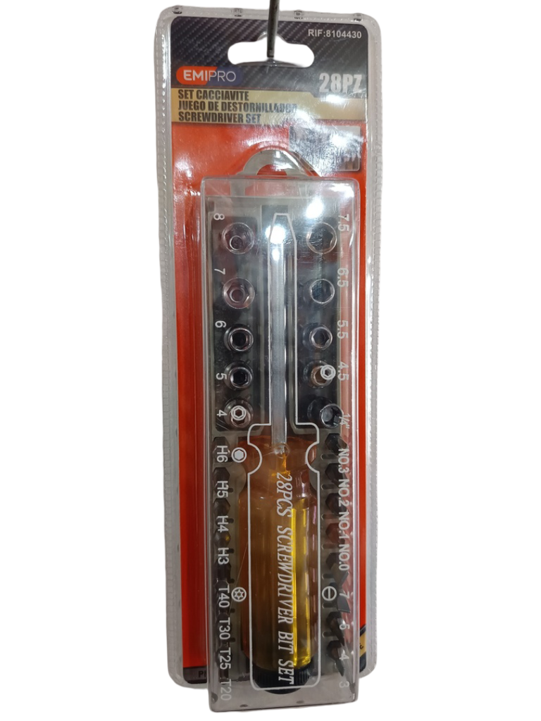 JUEGO DE DESARMADORES 28 PZS 8104430 EMIPRO