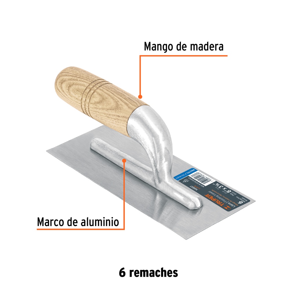 LLANA MINI 8" CANTO RECTO 6R MGO MADERA 103037 TRUPER