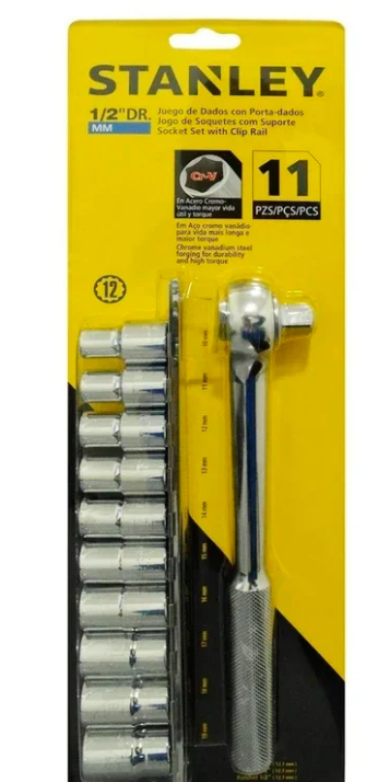 JUEGO DE COPAS AUTOCLE 10-19MM RAIZ 1/2" (11PZS) 12/12 86-734 STANLEY
