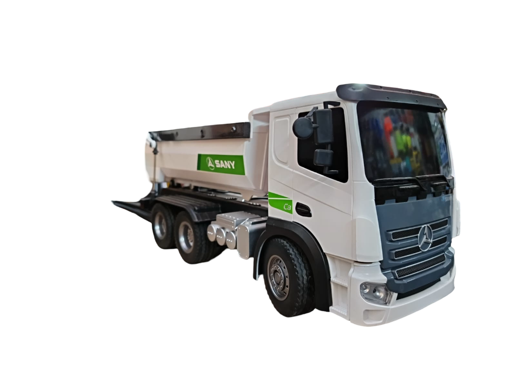 CAMION DE VOLTEO A CONTROL REMOTO COLOR VERDE CON BLANCO SANY
