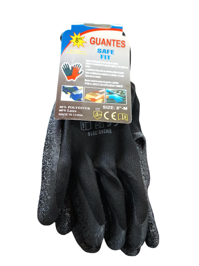 GUANTES MULTIUSOS NEGROS #8 SAFE FIT