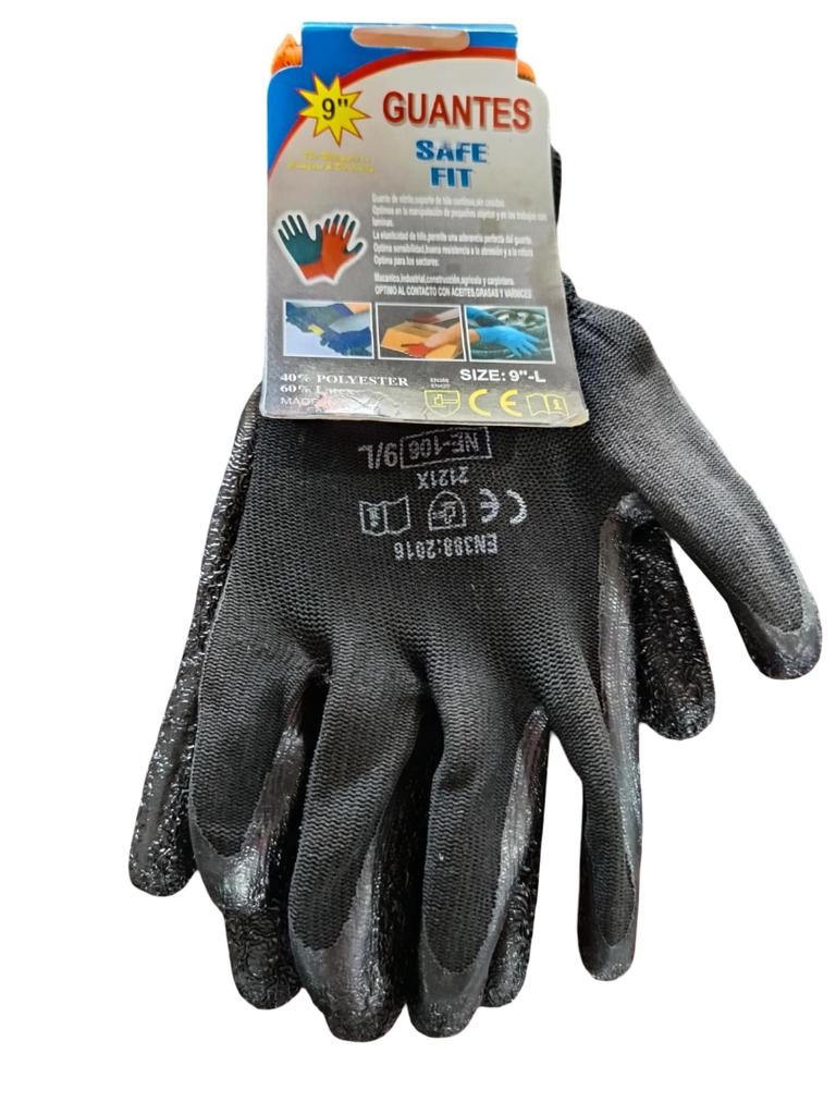 GUANTES MULTIUSOS NEGROS #9 SAFE FIT