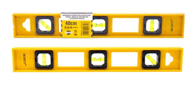 REGLA NIVEL 16"/3 ANGULOS C/ESCALA DE MEDIDA INFERIOR, 40CM NO DAÑA SUPERFICIES, HECHO DE FIBRA DE VIDRIO USO PROFESIONAL CC2032-16 SECURITY