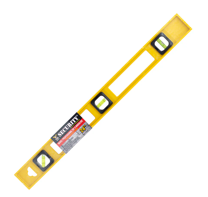 REGLA NIVEL 24" 3 ANGULOS C/ESCALA DE MEDIDA SUPERIOR, 60CM, FIBRA DE VIDRIO USO PROFESIONAL CC2032-24 SECURITY