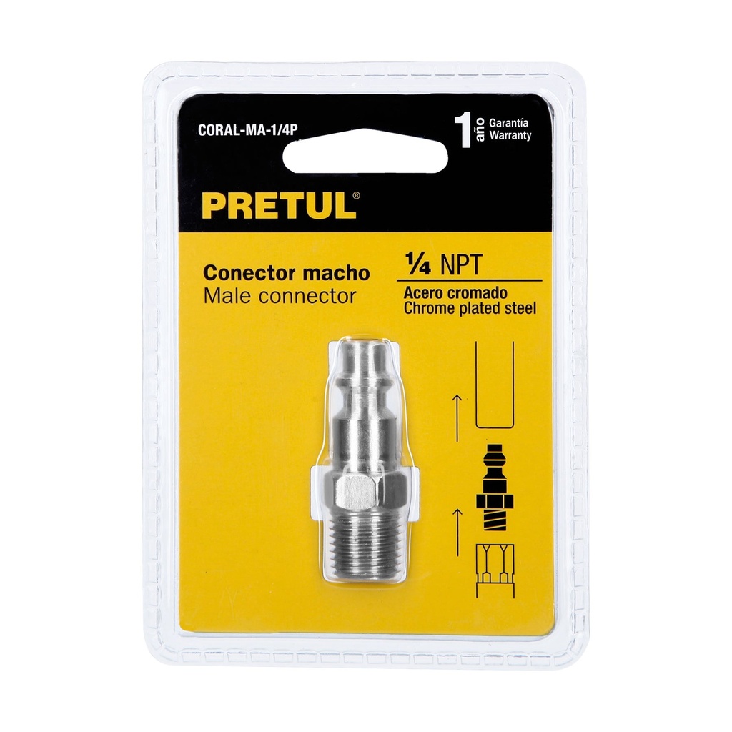 CONECTOR CUERDA 1/4, MACHO, 27023 PRETUL