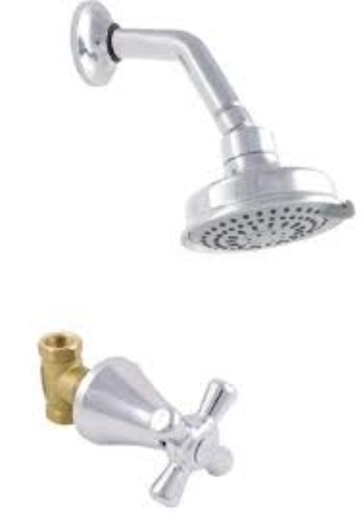 CONJ. REGISTRO DUCHA CROMO CUERPO METAL CERAMICO ATRATO BAÑO 101761 GERFOR