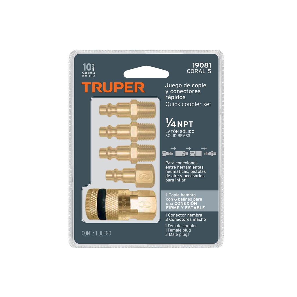 COPLE RAPIDO HEMBRA C/4 CONECT.MACHO 1/4 19081