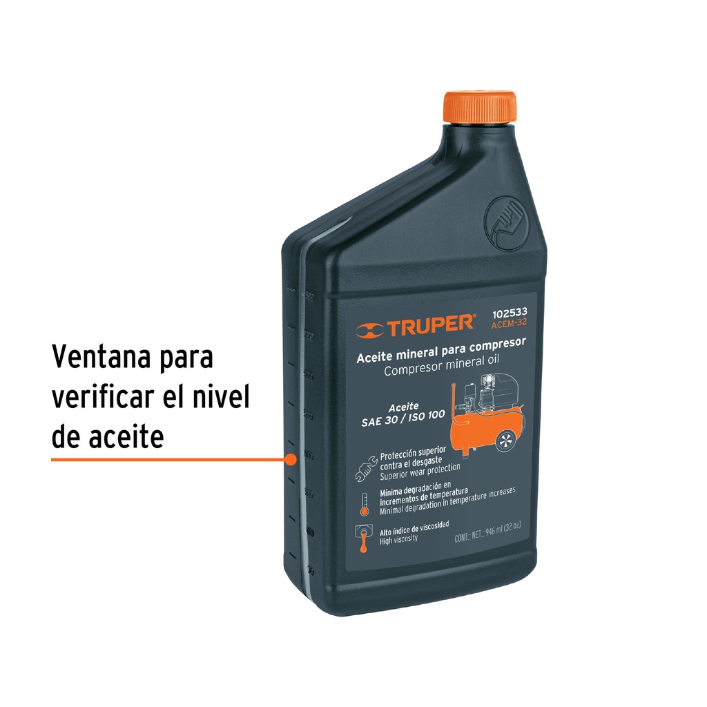 ACEITE MINERAL PARA COMPRESOR 1000ML (34OZ) 102533 TRUPER