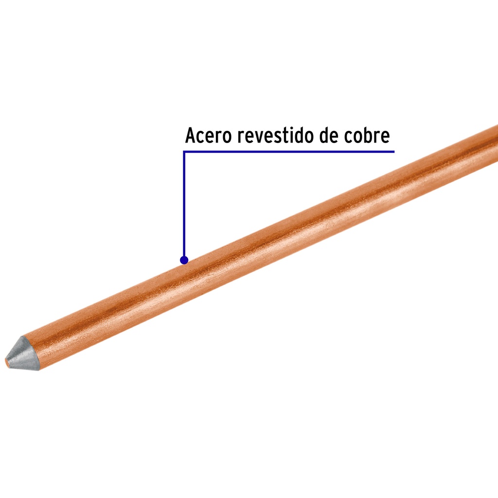 VARILLA DE ACERO RECUBIERTA DE COBRE 1/2"", 1.5 METROS