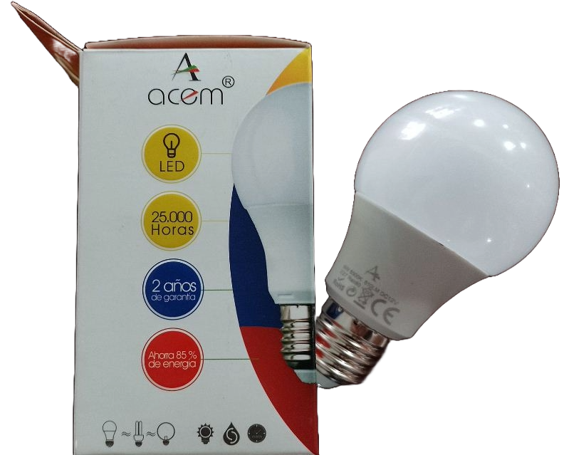 BOMBILLO LED 12 VOLTIOS 9W 6500K ACEM