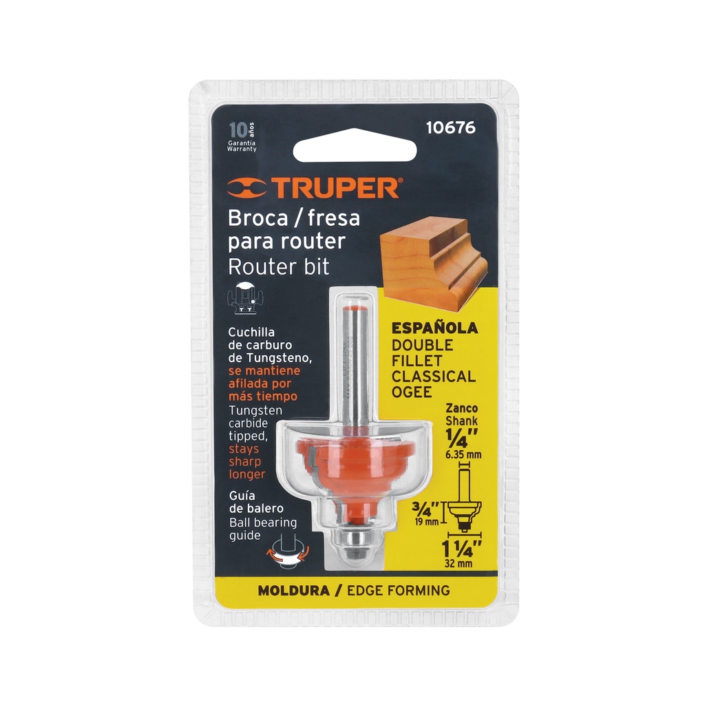 BROCA ROUTER ESPAÑOLA 1-1/4" CON BALERO 10676 TRUPER