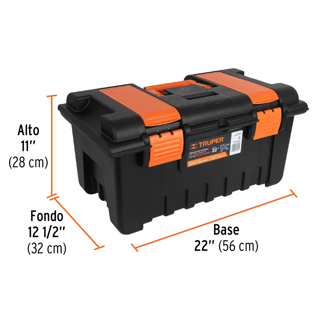 CAJA 22" CON COMPARTIMENTOS, NARANJA 11145 TRUPER