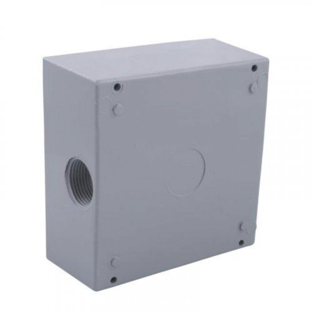 CAJA CUADRADA PARA INTERPERIE 4" X 4" AGUJEROS 3/4" RAWELT