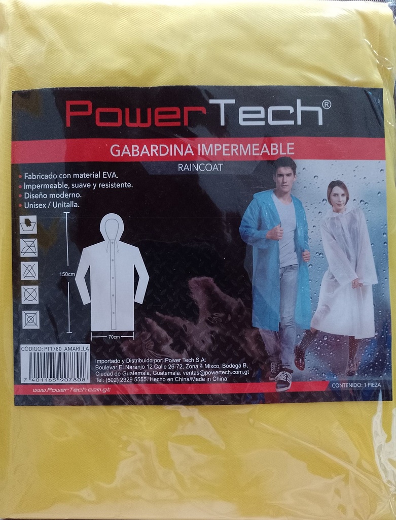 CAPA IMPERMEABLE AMARILLA PT1780 POWERTECH