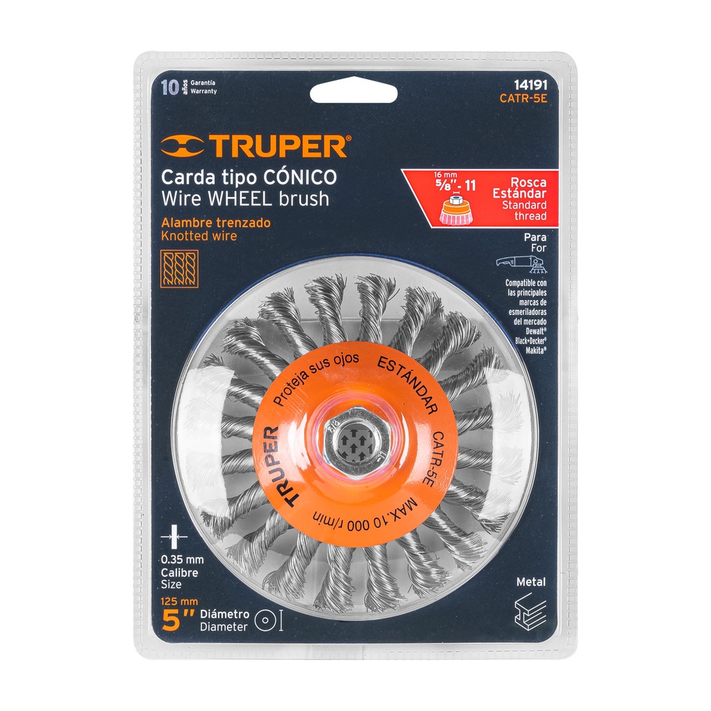 CARDA CONICA 5' TRENZADA PARA ESMERILADORA EJE 5/8' 14191 TRUPER