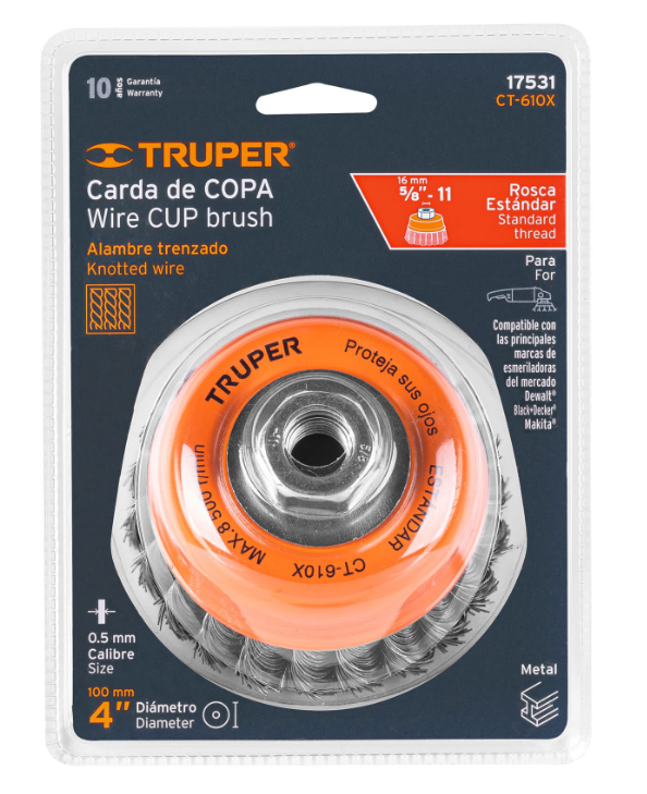 CARDA COPA TRENZADO 4' X 5/8' P/ ESMERIL 17531 TRUPER