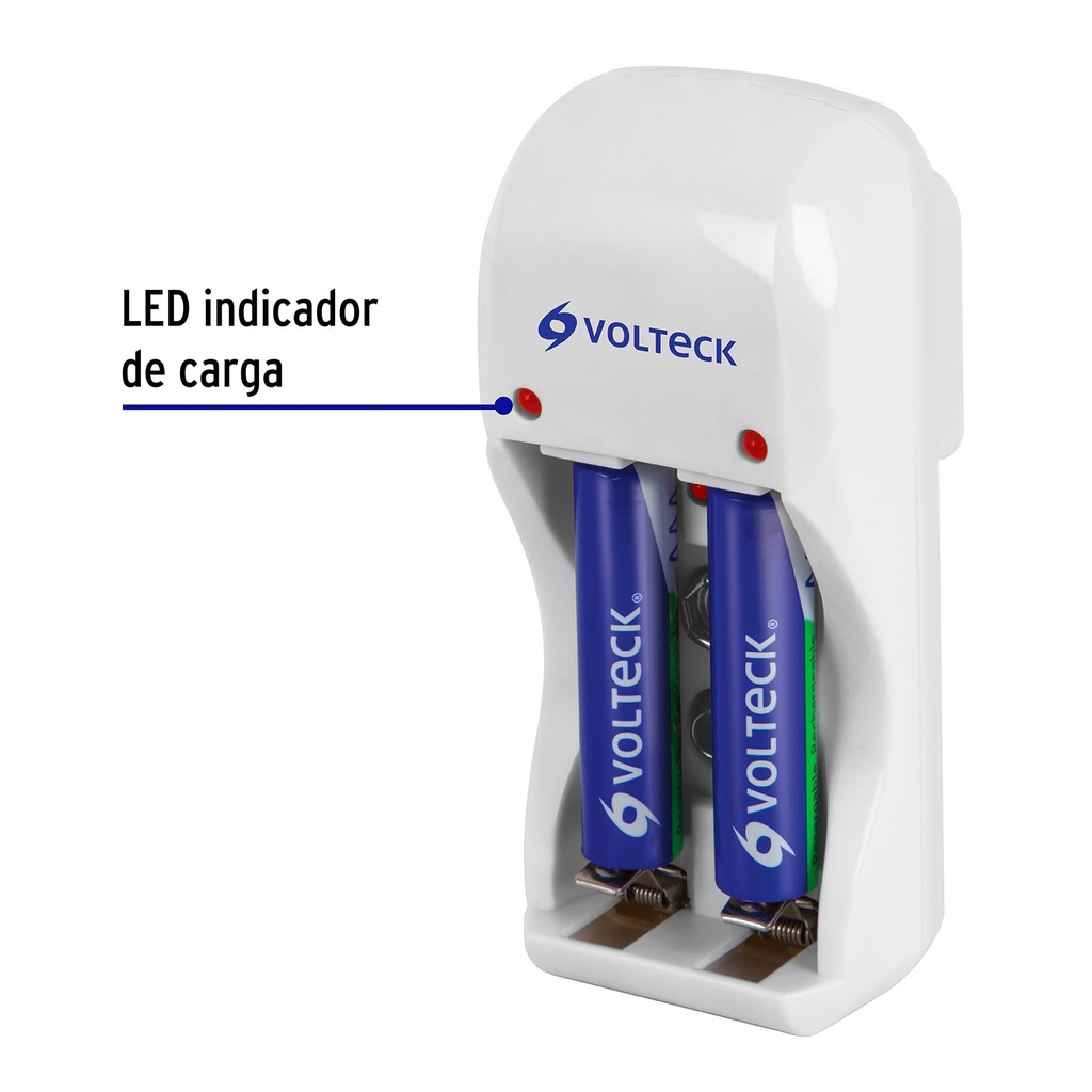 CARGADOR DE PILAS, AA, AAA Y 9V, INCLUYE 2 PILAS AAA 46043 VOLTECK