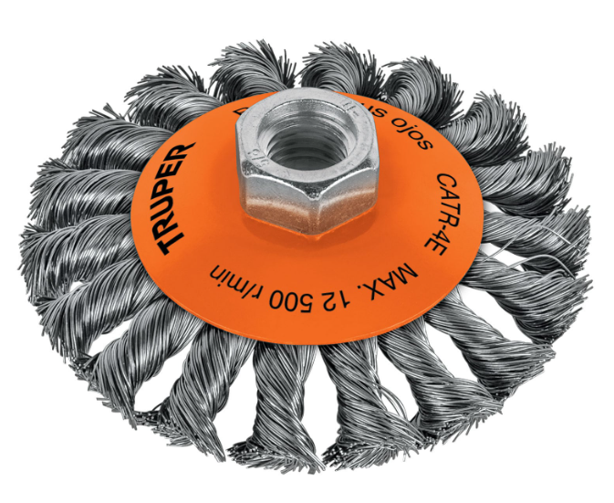 CEPILLO CONICO P/PULIDORA TRENZADO 4" EJE 5/8' 14190 TRUPER