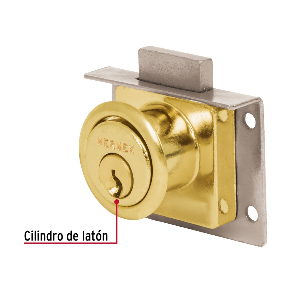 CERRADURA PARA MUEBLE MODELO 24 LATON 43565 HERMEX