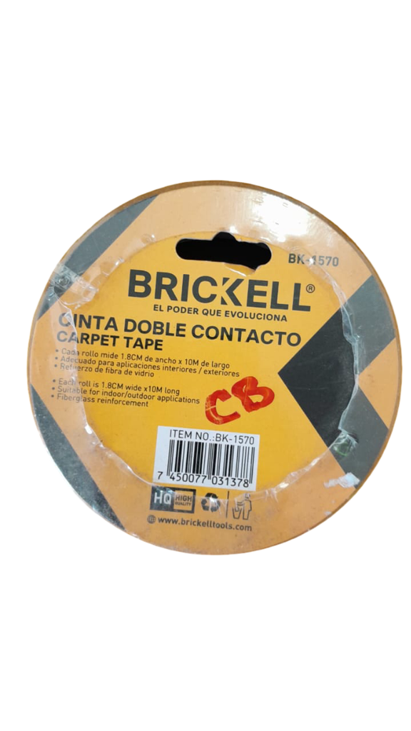 CINTA DOBLE CONTACTO PLASTICO EXTRA FUERTE 1.8CM X 10M CON REFUERZO DE FIBRA DE VIDRIO BK-1570