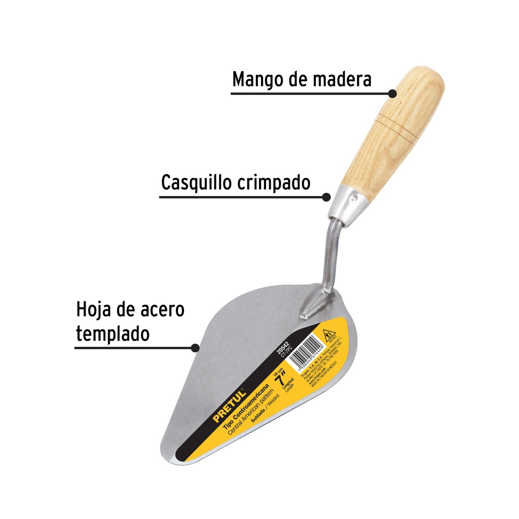 CUCHARA ALBAÑIL 7"  CENTROAMERICANA 20542 PRETUL