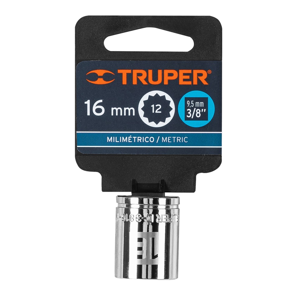 DADO CORTO CUADRO 3/8 HEX METRICO 16MM