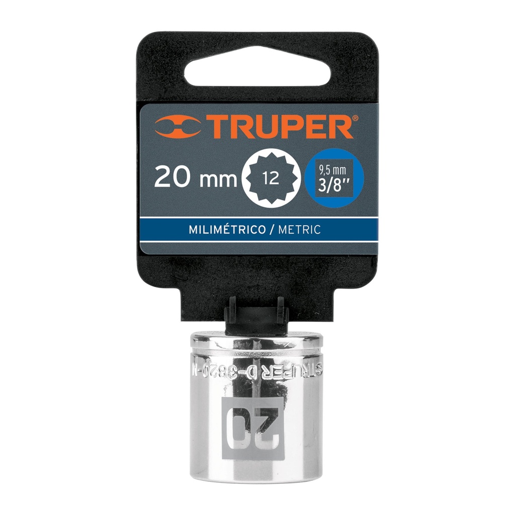 DADO CORTO CUADRO 3/8 HEX METRICO 20MM